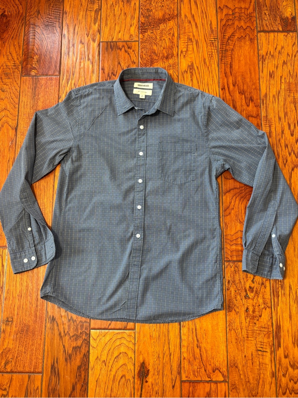 Goodthreads Men’s Button-Up Dress Shirt - Charcoal Plaid